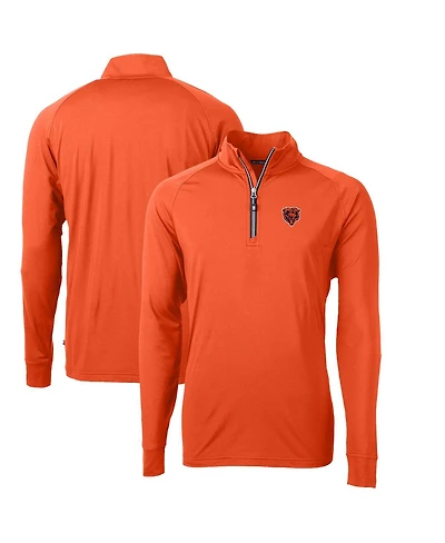 Cutter & Buck Men's Orange Chicago Bears Adapt Eco Knit Stretch Quarter-Zip Throwback Pullover Sweatshirt