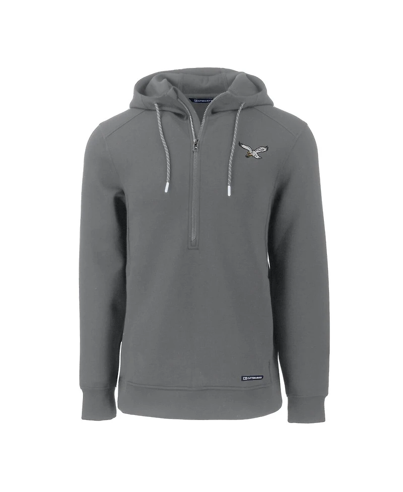 Cutter Buck Men's Gray Philadelphia Eagles Throwback Roam Eco Half-Zip Pullover Hoodie