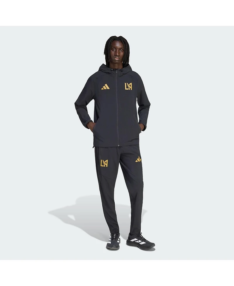 Adidas Men's Black Lafc Tiro Travel Full-Zip Hooded Windbreaker