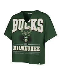 '47 Brand Women's Hunter Green Milwaukee Bucks Elation Oversized Notch Neck T-Shirt