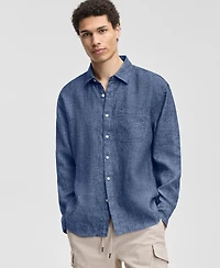 Sun + Stone Men's Devin Long-Sleeve Linen Shirt, Macy's Exclusive
