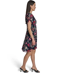 Calvin Klein Petite Knot-Sleeve Printed Dress