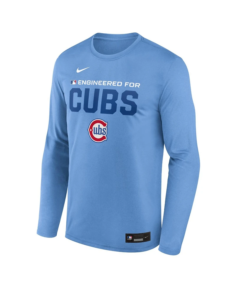 Nike Men's Light Blue Chicago Cubs Authentic Collection Legend Dri-fit Long Sleeve T-Shirt