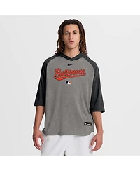 Nike Men's Black Baltimore Orioles Authentic Collection Flux Dri-fit Raglan 3/4-Sleeve Hooded T-Shirt
