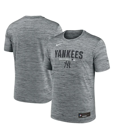 Nike Men's Heather Charcoal New York Yankees Authentic Collection Velocity Dri-fit T-Shirt