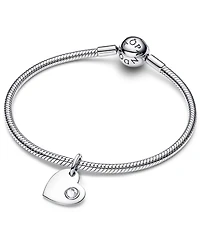 Pandora April Engravable Heart Clear Stone Dangle Charm