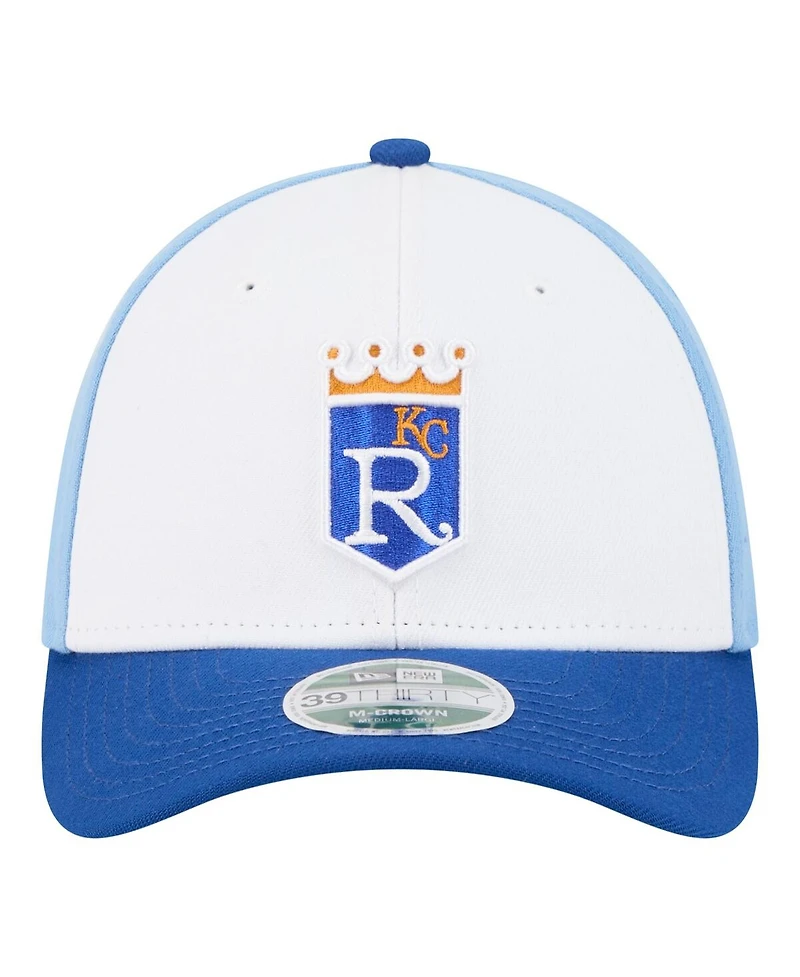 New Era Men's White/Royal Kansas City Royals Player Replica 39THIRTY M-Crown Flex Hat