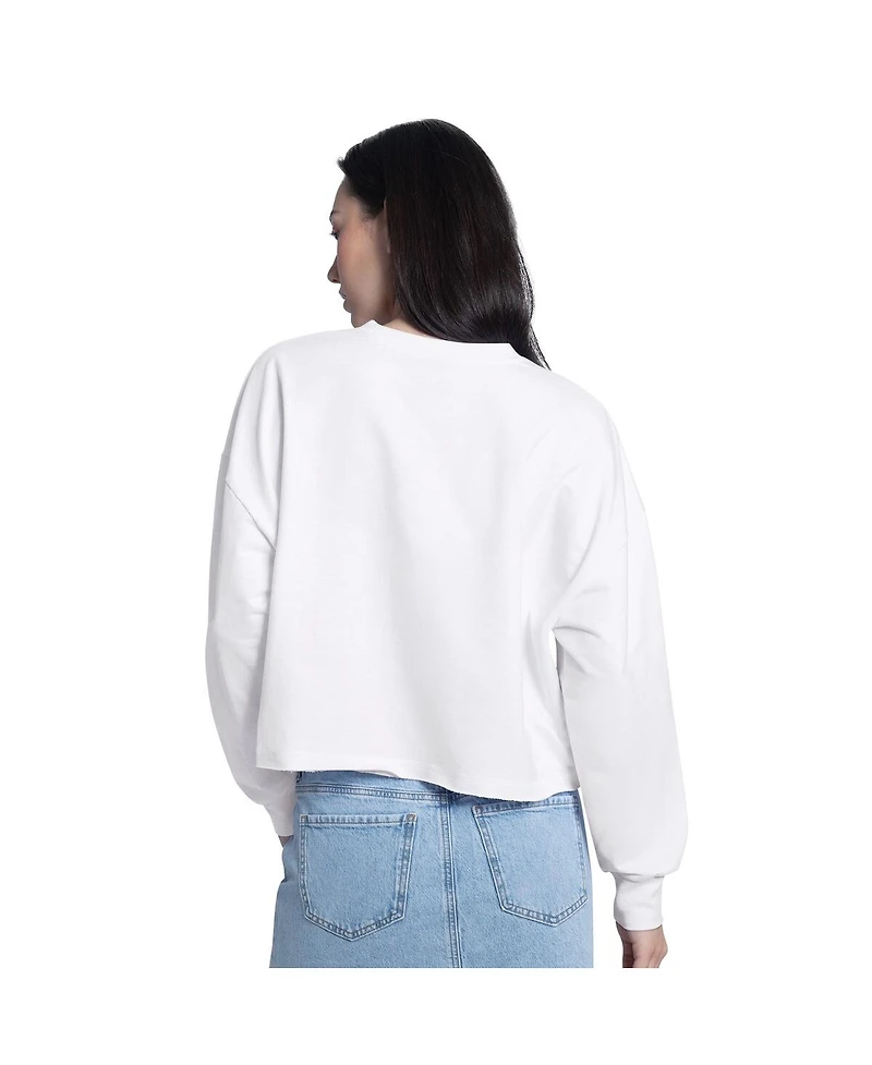 G-iii 4Her by Carl Banks Women's White Chicago Cubs Bleachers Cropped Pullover Sweatshirt