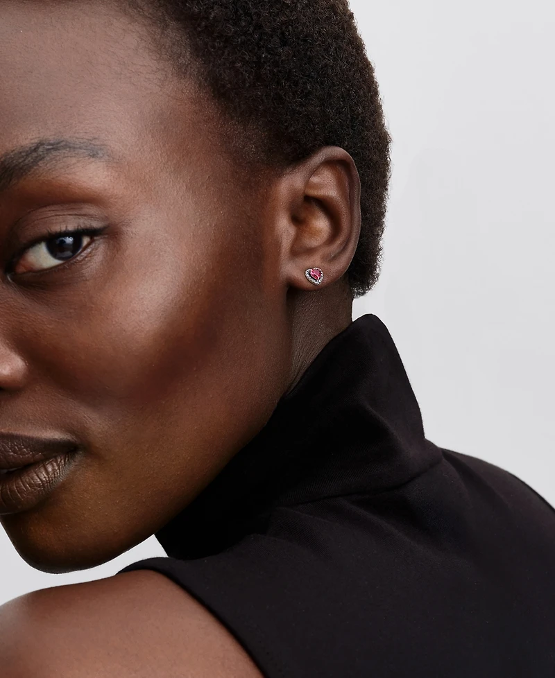 Pandora Elevated Red Heart Stud Earrings