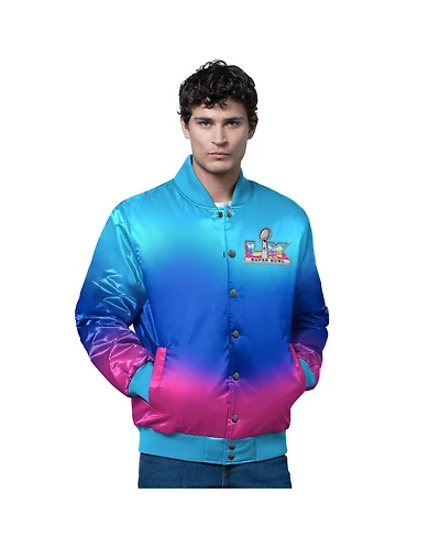 Starter Men's Light Blue Super Bowl Lx Full-Snap Varsity Jacket