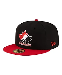 New Era Men's Black/Red Hockey Canada 2-Tone 59FIFTY Fitted Hat