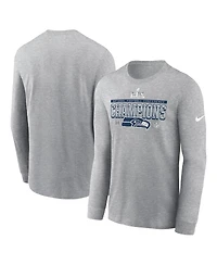 Nike Men's Heather Gray Seattle Seahawks 2025 Nfc Champions Locker Room Trophy Collection Long Sleeve T-Shirt