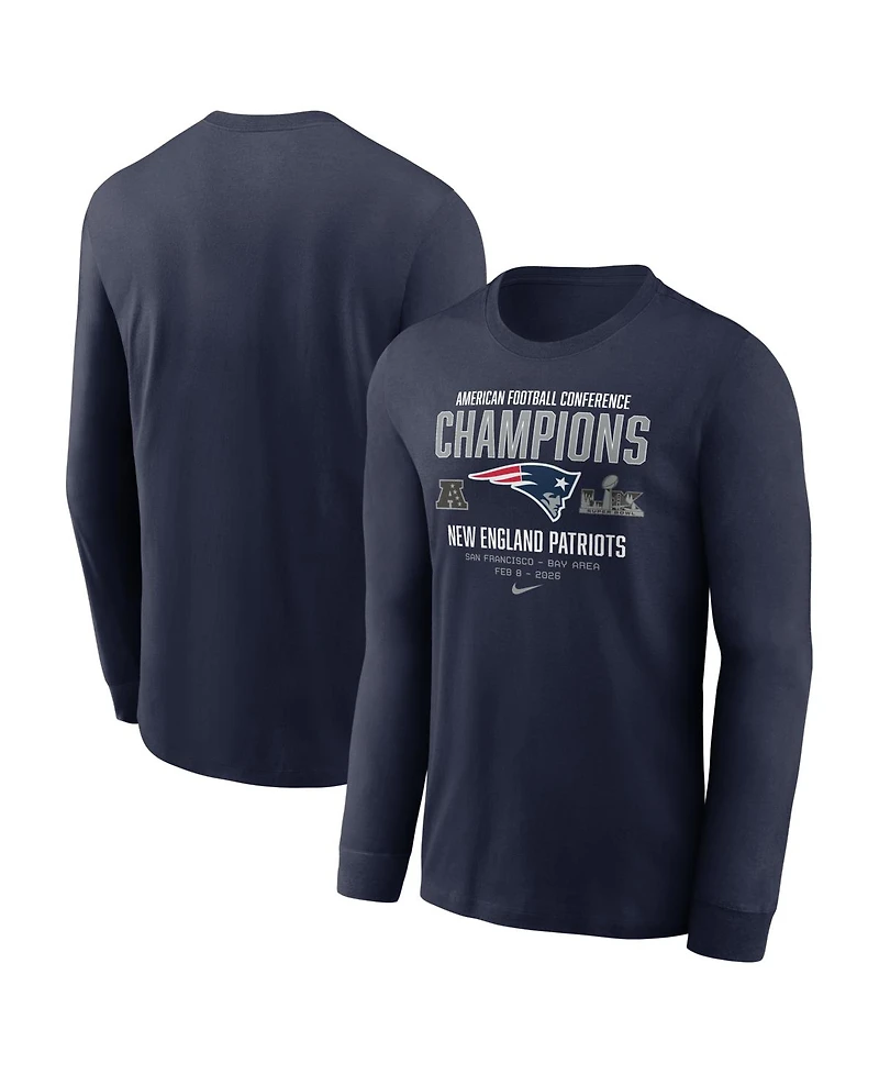 Nike Men's Navy New England Patriots 2025 Afc Champions Team Nation Long Sleeve T-Shirt