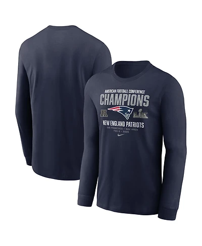 Nike Men's Navy New England Patriots 2025 Afc Champions Team Nation Long Sleeve T-Shirt