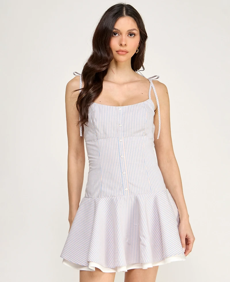 Seni & Cade Women's Stripe Square Neck Mini Dress