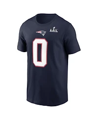 Nike Men's Christian Gonzalez Navy New England Patriots Super Bowl Lx Patch Name Number T-Shirt