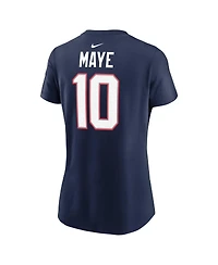 Nike Women's Drake Maye Navy New England Patriots Super Bowl Lx Patch Name Number T-Shirt