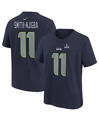 Nike Big Boys and Girls Jaxon Smith-Njigba College Navy Seattle Seahawks Super Bowl Lx Patch Name Number T-Shirt