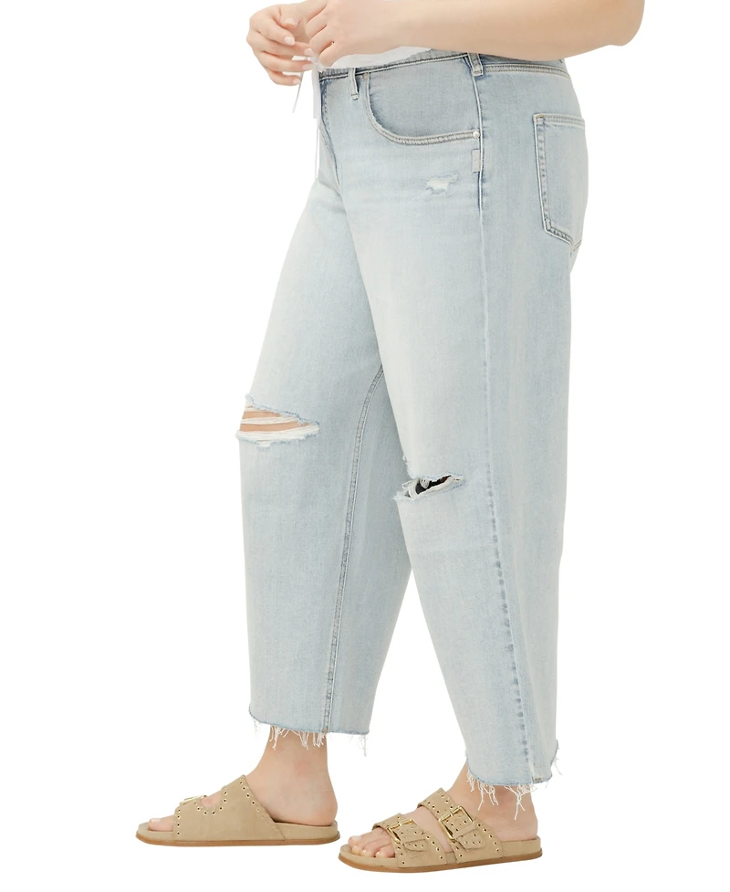 Silver Jeans Co. Plus Be Easy High-Rise Wide-Leg Cropped