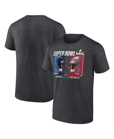Fanatics Men's Heather Charcoal New England Patriots vs. Seattle Seahawks Super Bowl Lx Big Tall Final Battle Dueling T-Shirt