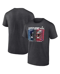 Fanatics Men's Heather Charcoal New England Patriots vs. Seattle Seahawks Super Bowl Lx Big Tall Final Battle Dueling T-Shirt