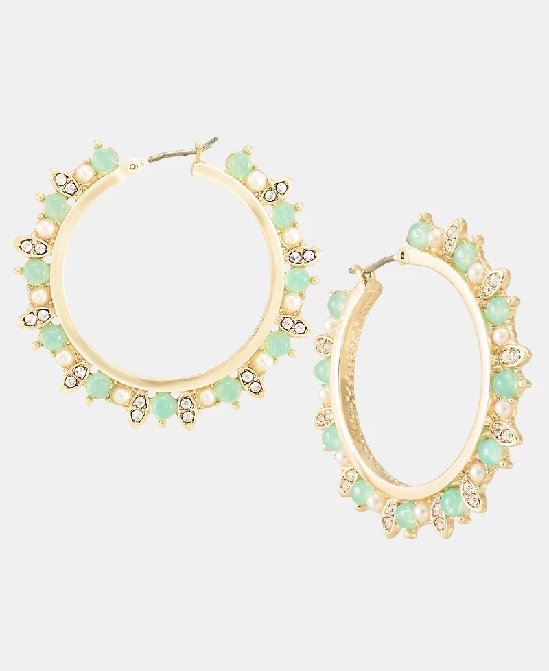 Marchesa Medium Crystal & Imitation Pearl Beaded Hoop Earrings, 1.52"