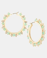 Marchesa Medium Crystal & Imitation Pearl Beaded Hoop Earrings, 1.52"
