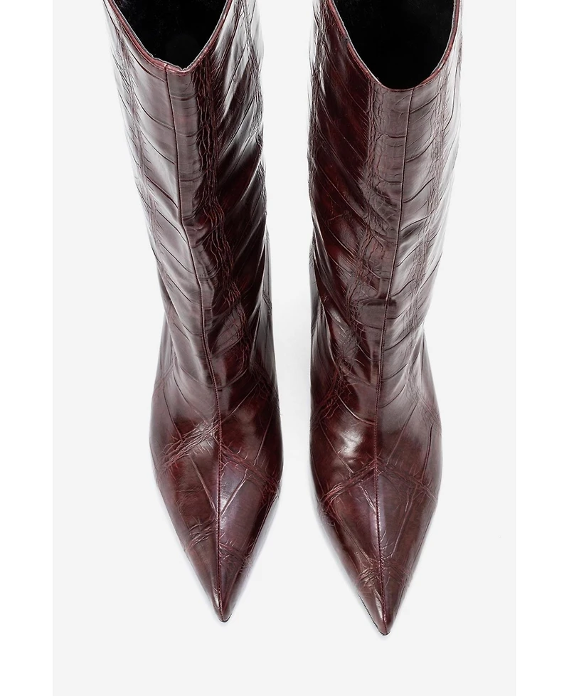 Prologue Shoes Crow Embossed Pointed Toe Boot (Women)