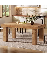 Tribesigns 63-Inch Solid Wood Dining Table for 4-6, Wooden Rectangular Dinner Tables, Farmhouse Kitchen Table with Heavy Duty Legs