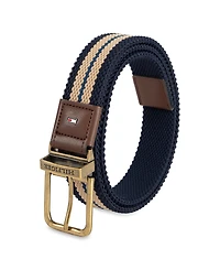 Tommy Hilfiger Men's Two-In-One Reversible Striped Stretch Cord Belt