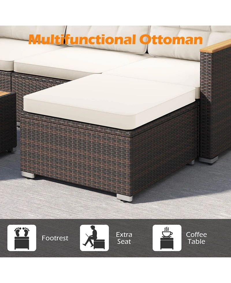 Gymax Set Of 5 Wicker Conversation Set Patio Rattan Chair & Coffee Table Set for Porch