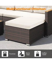 Gymax Set Of 5 Wicker Conversation Set Patio Rattan Chair & Coffee Table Set for Porch