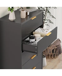 gaomon Fluted Wood Dresser 5 Drawers Dresser for Bedroom