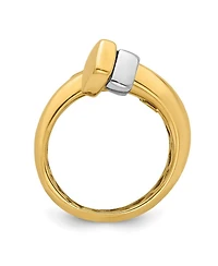 Curata Jewelry Solid 18k Two-tone Gold Adjustable Polished Square Buckle Ring