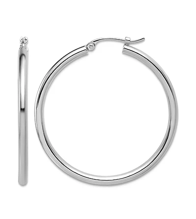 Curata Jewelry Solid 950 Platinum Classic Hoop Earrings
