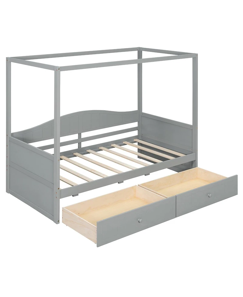 Streamdale Furniture Twin Size Canopy Day Bed with 2 Drawers
