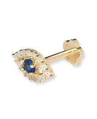 Curata Jewelry Solid 14k Yellow Gold 18G Cubic Zirconia Evil Eye Cartilage Labret Piercing
