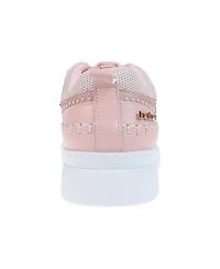 bebe Women's Sneaker with Pearl and Rhinestone Embellished Upper