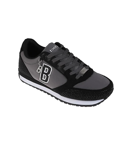 bebe Women's Sneaker with Embellised Upper and Dangle Charm
