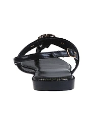 bebe Women's Fashion Sandal with Double B Hardware and Repeat Logo Sock Lining