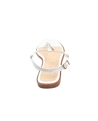 bebe Women's Fashion Sandal with T-Strap Upper, Rhinestones and Dangle Charms