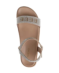 bebe Women's Sandal with Rhinestone Embellished Upper - Elegant and Comfortable