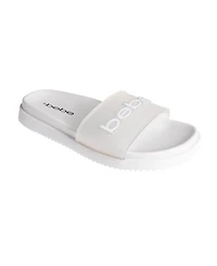 bebe Women's Sandal with Translucent Upper and Rubber Logo Patch