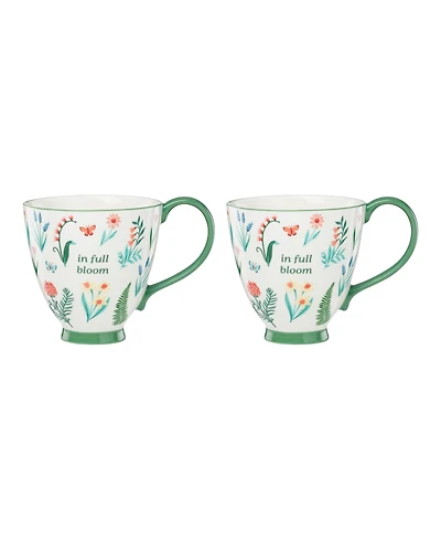 Oneida First Blooms Green Mugs, Set of 2