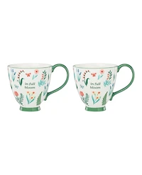 Oneida First Blooms Green Mugs, Set of 2