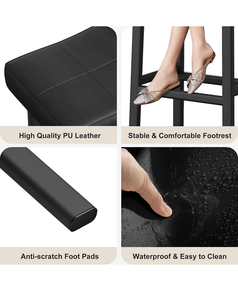 gaomon Counter Height Bar Stools Set of 2, Pu Leather Barstools with Heavy Duty Metal Legs