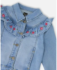 Deux par Deux Girls Denim Jacket with Embroidery