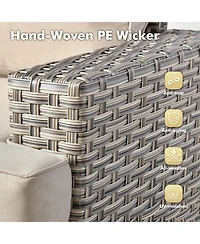 Xizzi 9 Pieces Wicker Outdoor Patio Furniture Set,Rattan Modular Sectional Sofa,Outside Swivel Rocking Chairs Coversation Set with Side Table