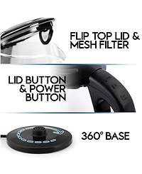 Zulay Kitchen Borosilicate Glass Electric Kettle with Blue Led Light