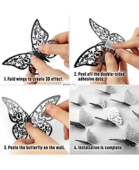 Home 3D Removable Diy Butterfly Wall Decor with 3 Wing Designs (48pcs)